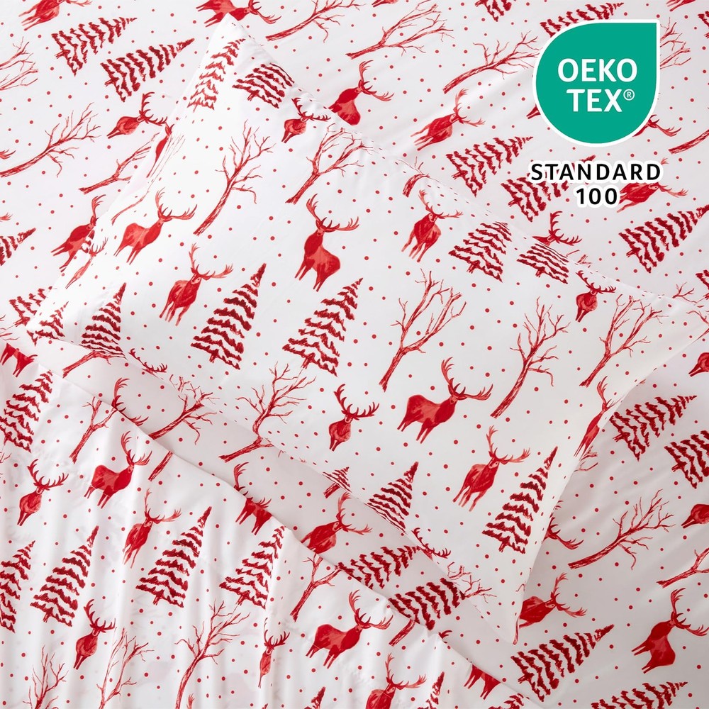 Christmas Sheets Queen, Soft Brushed Microfiber Bed Sheet Set, 16 Inches Deep...