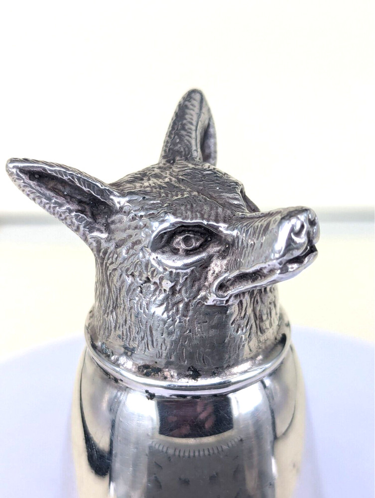 1993 Solid silver fox head stirrup cup by francis Howard