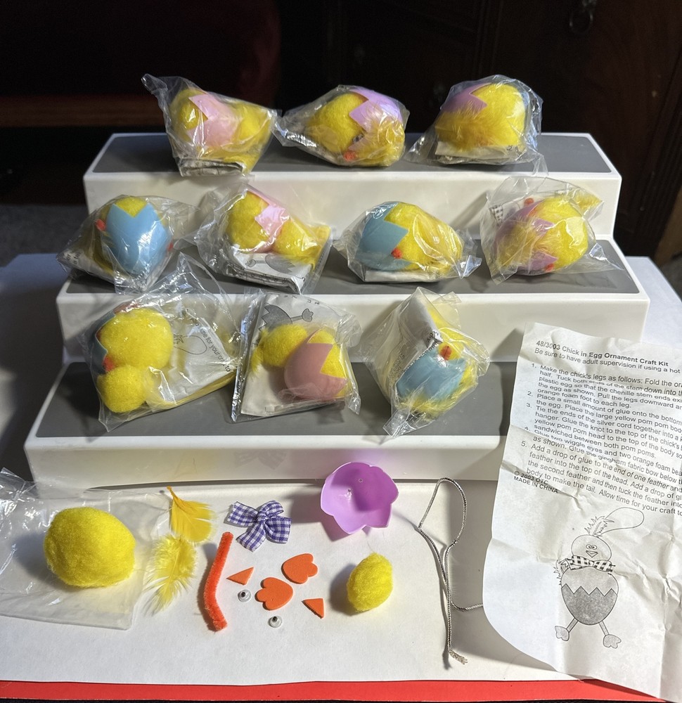 11 Easter Chick In Egg Ornament Craft Kits New!