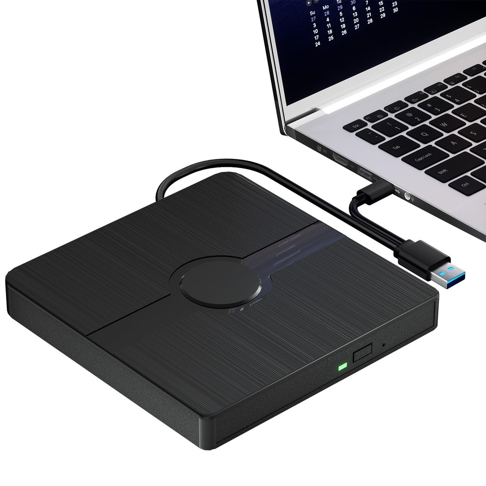 Wbacon External Blu Ray Drive, BD Player with Read/Write Capability Black