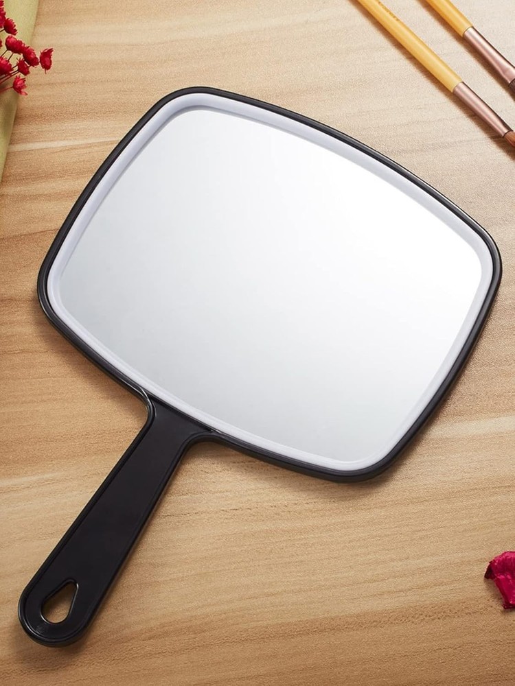 Foldable Hand Mirror - Black Classic Design with No Distortion, Includes Comb