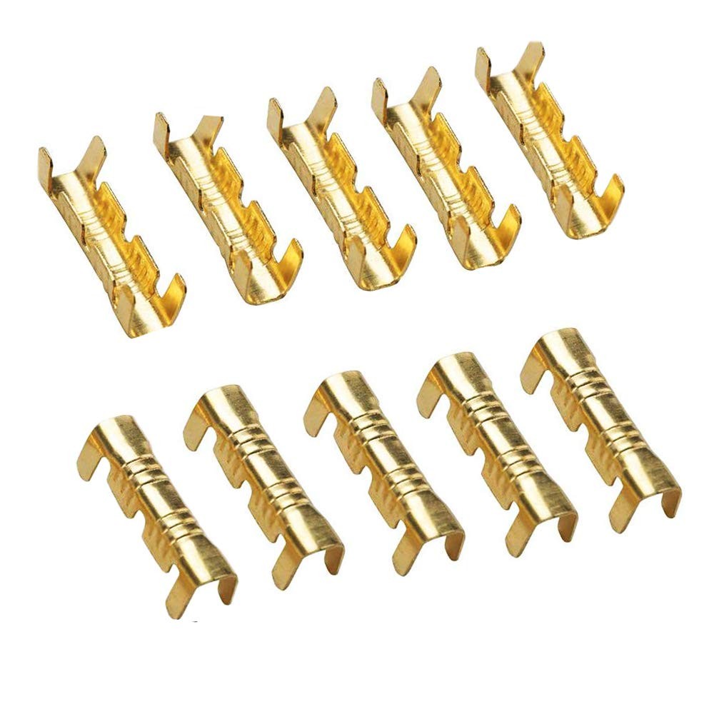 200Pcs U-Shaped Terminal tab Small Teeth Pressing Button Quick Connect Yellow
