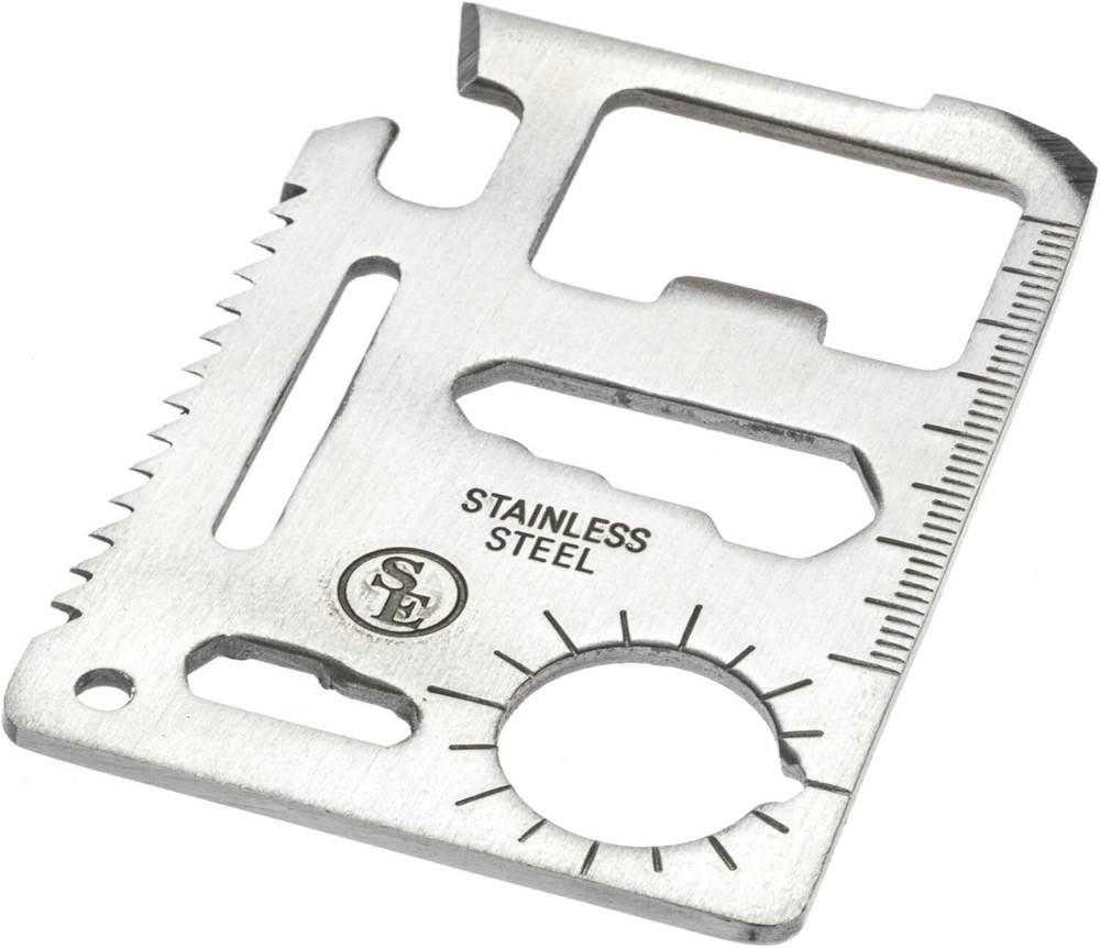 11-Function Stainless Steel Survival Pocket Tool – Credit Card Size + Case