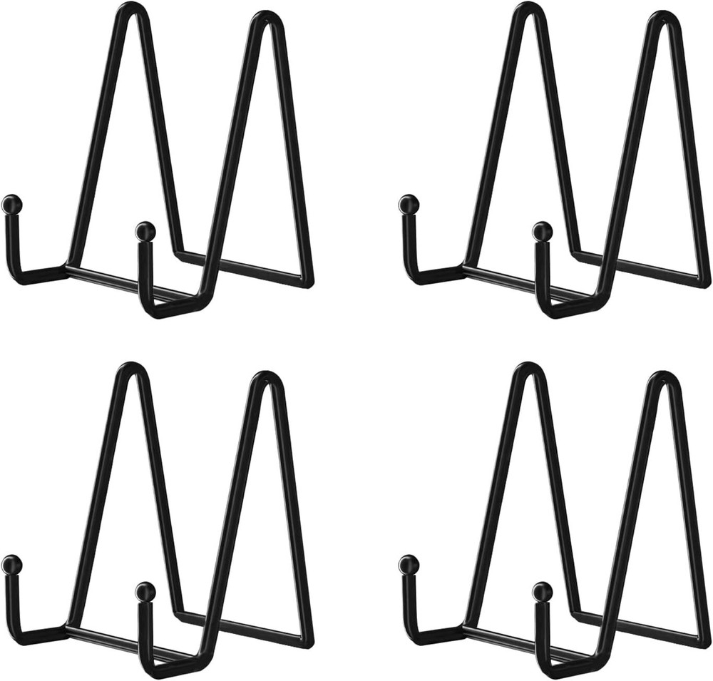 Decolore 4 Pack 4.5 Inch Black Display Stands Metal Plate Holder