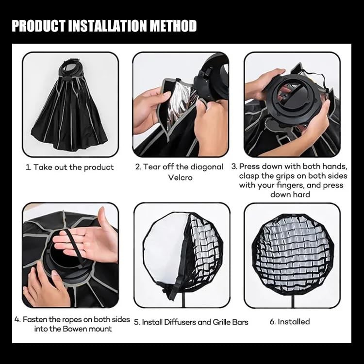 Deep Parabolic Softbox Diffuser Kit – Bowens Mount, Portable Studio Lighting ...