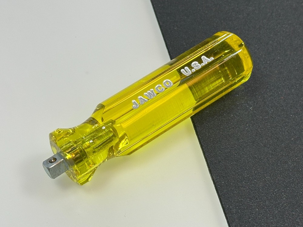 NOS Jawco Tools USA Made 1/4" Drive Socket Spinner Handle, Amber Yellow Handle