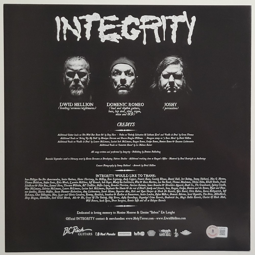 DWID HELLION Signed INTEGRITY HOWLING FOR THE NIGHTMARE SHALL CONSUME +Vinyl BAS