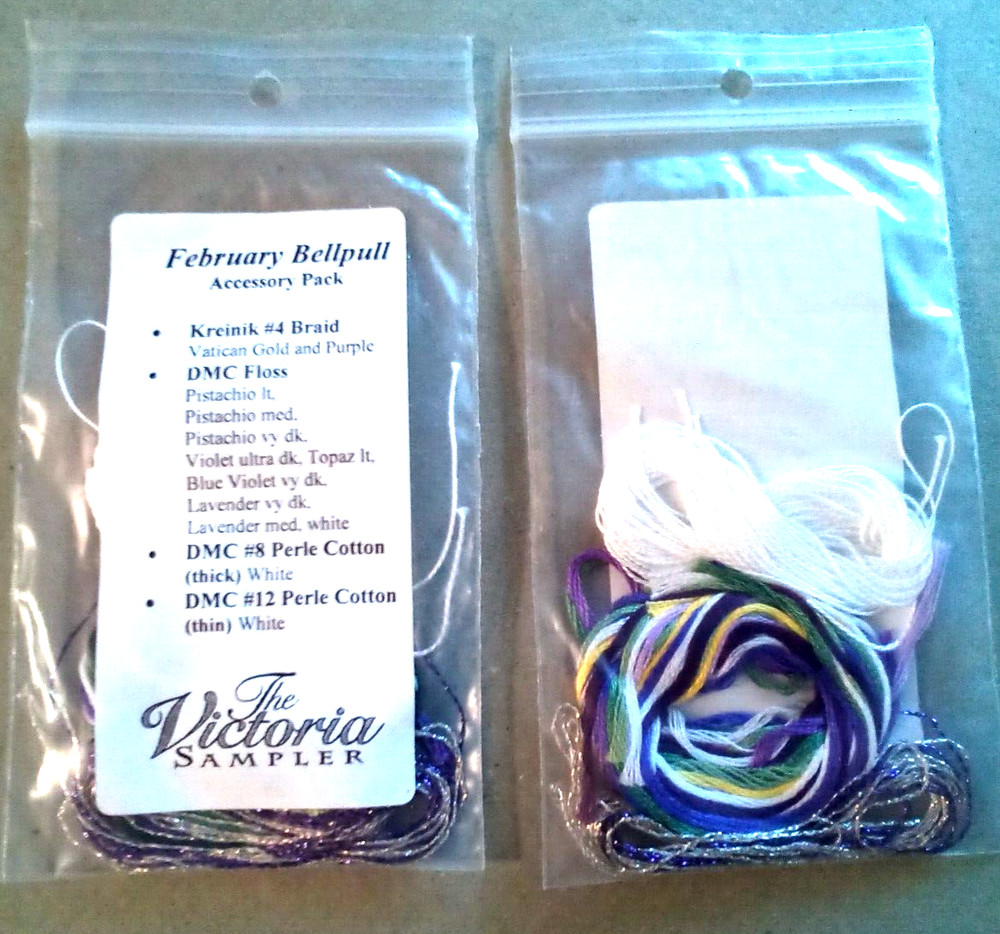 The Victoria Sampler February Bell pull Accessory Thread Pack