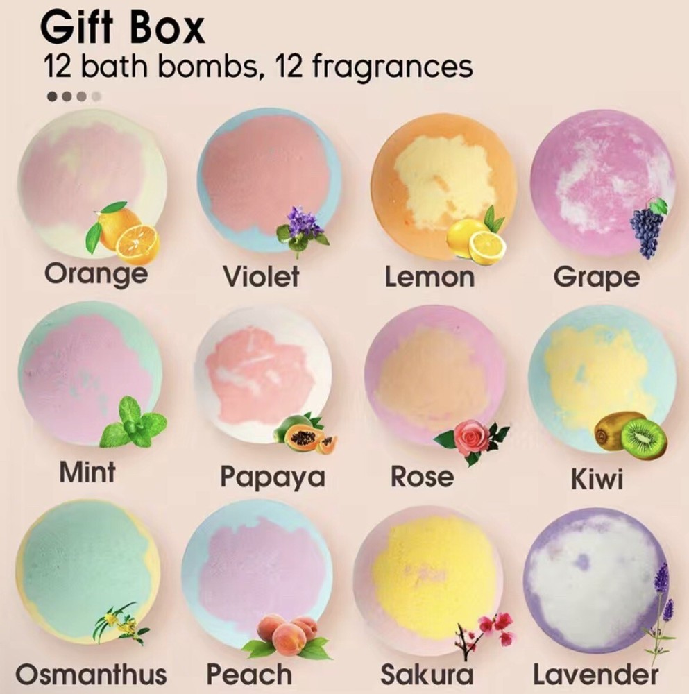 Bath Bomb Gift Set 12 Pack Assorted Scents Spa Relaxing Aromatherapy