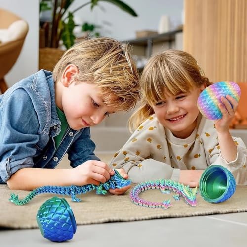 3D Printed Dragon Eggs, Mystery Crystal Dragon Egg for Easter Basket 4 Pack