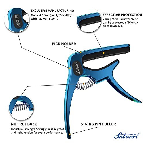 Exclusive Gradient 'Blue-Plated' Heavy-Duty Guitar Capo 'Gradient Plated' Blue