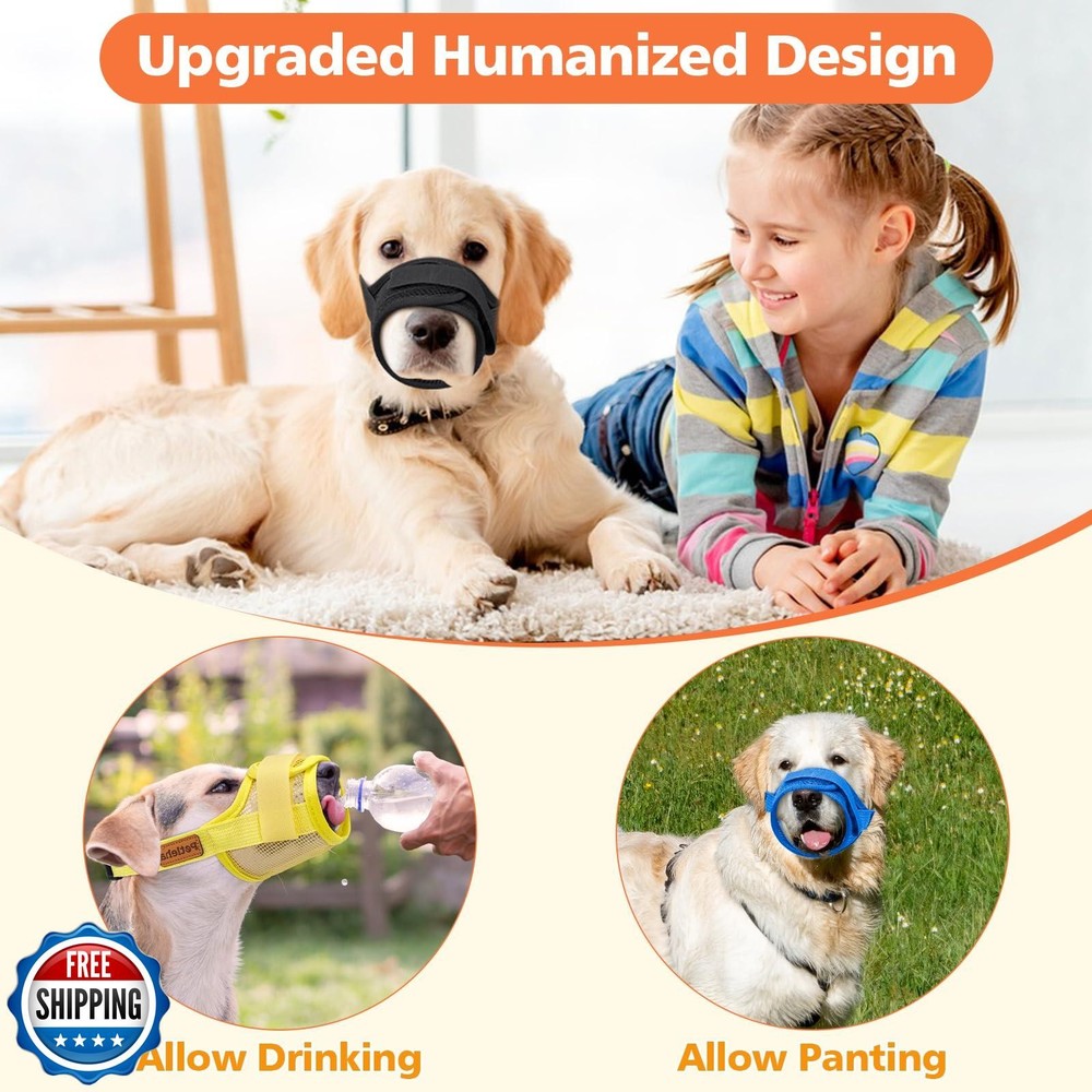 Coppthinktu Soft Dog Muzzle, Breathable Mesh Muzzle for Small Medium Large Si