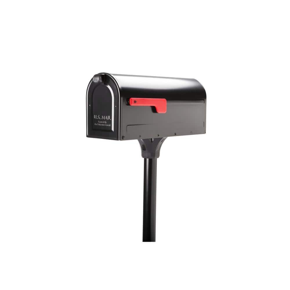 Architectural Mailboxes MB1 Black Medium Steel Post Mount Mailbox w/ Post Kit