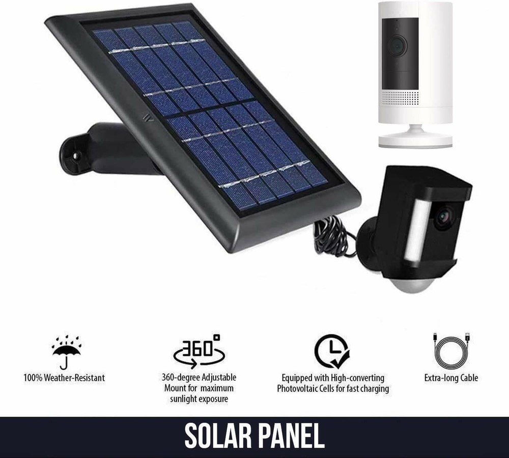 Wasserstein Solar Panel Compatible with Ring Spotlight Cam Battery- Black 3 Pack