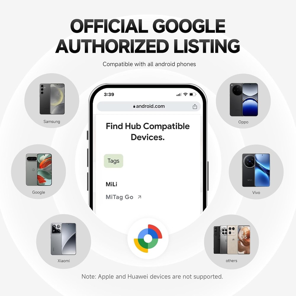 MiLi MiTag Bluetooth Tracker for Android, Google Certified Key BLK, 1PC