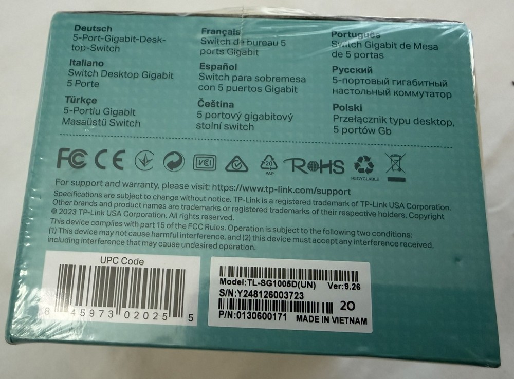 TP-Link TL-SG1005D 5-Port Gigabit Desktop Switch