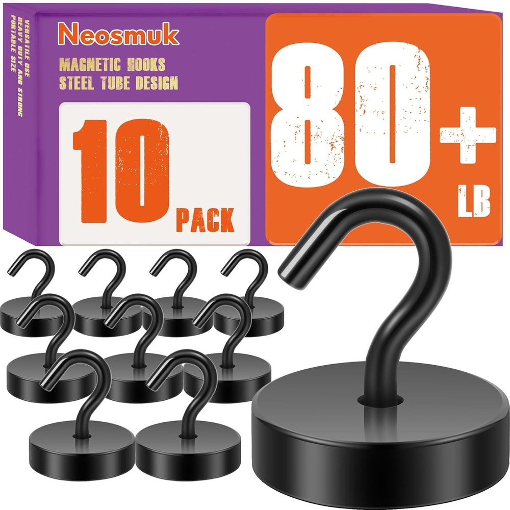 Magnetic Hooks, Heavy Duty, 10 Pack, Black