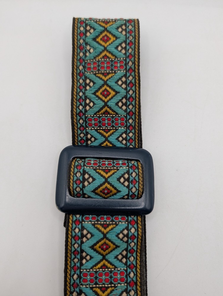 Vintage 70's Camera Neck Strap Woven Pattern Adjustable ~3ft Retro