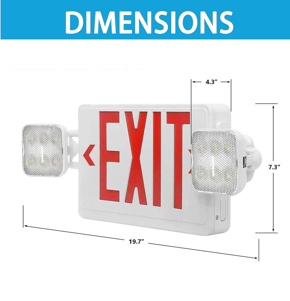 6PACK LED Exit Sign Emergency Light w/Battery Backup Adjustable Square Head