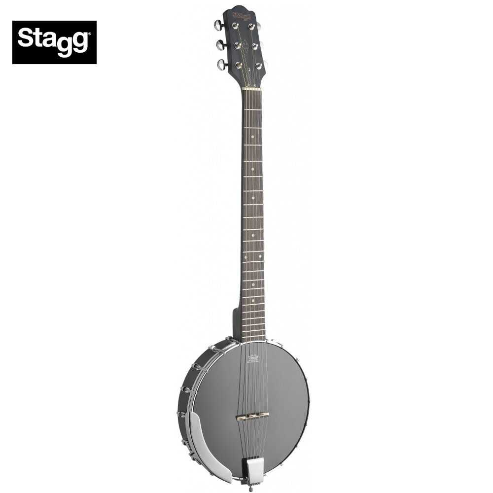 STAGG 6-STRING OPEN BACK BANJO GUITAR w/ BLACK REMO HEAD - BJW-OPEN