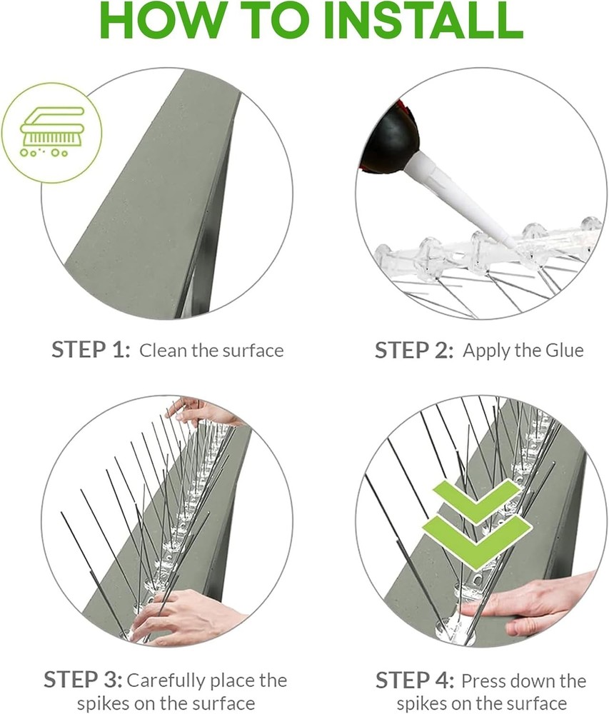 Stainless Steel Bird Spikes - 10ft Coverage