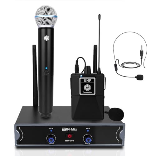 UHF Wireless Mic System Fixed Frequency -260ft Range with 1 GWWM200YSYY