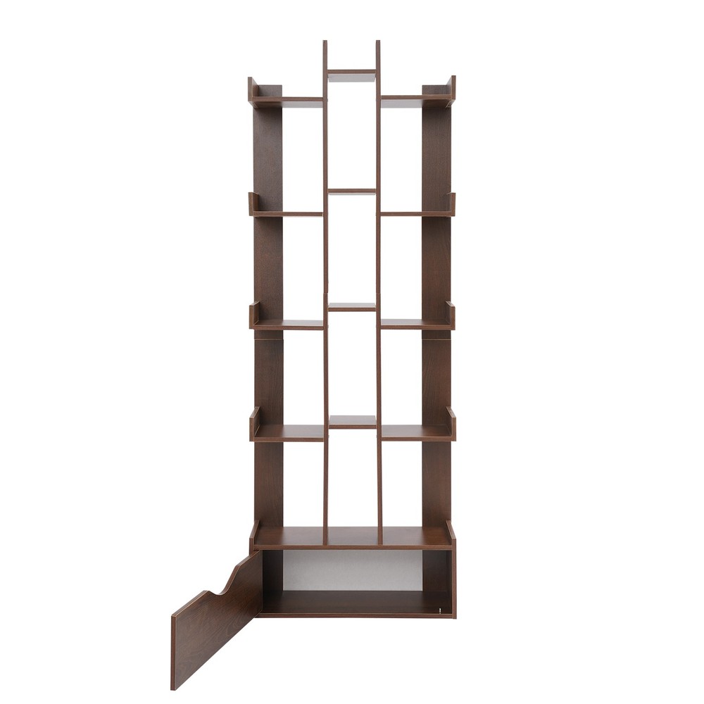 15-Compartment Bookcase Floor Standing Bookcase Book Storage Rack with Cabinet