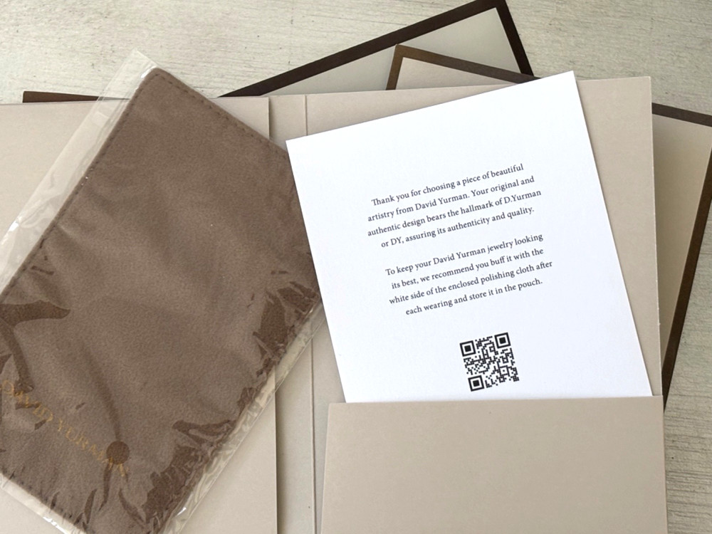 David Yurman Folder with Cleaning Cloth and Authenticity Card
