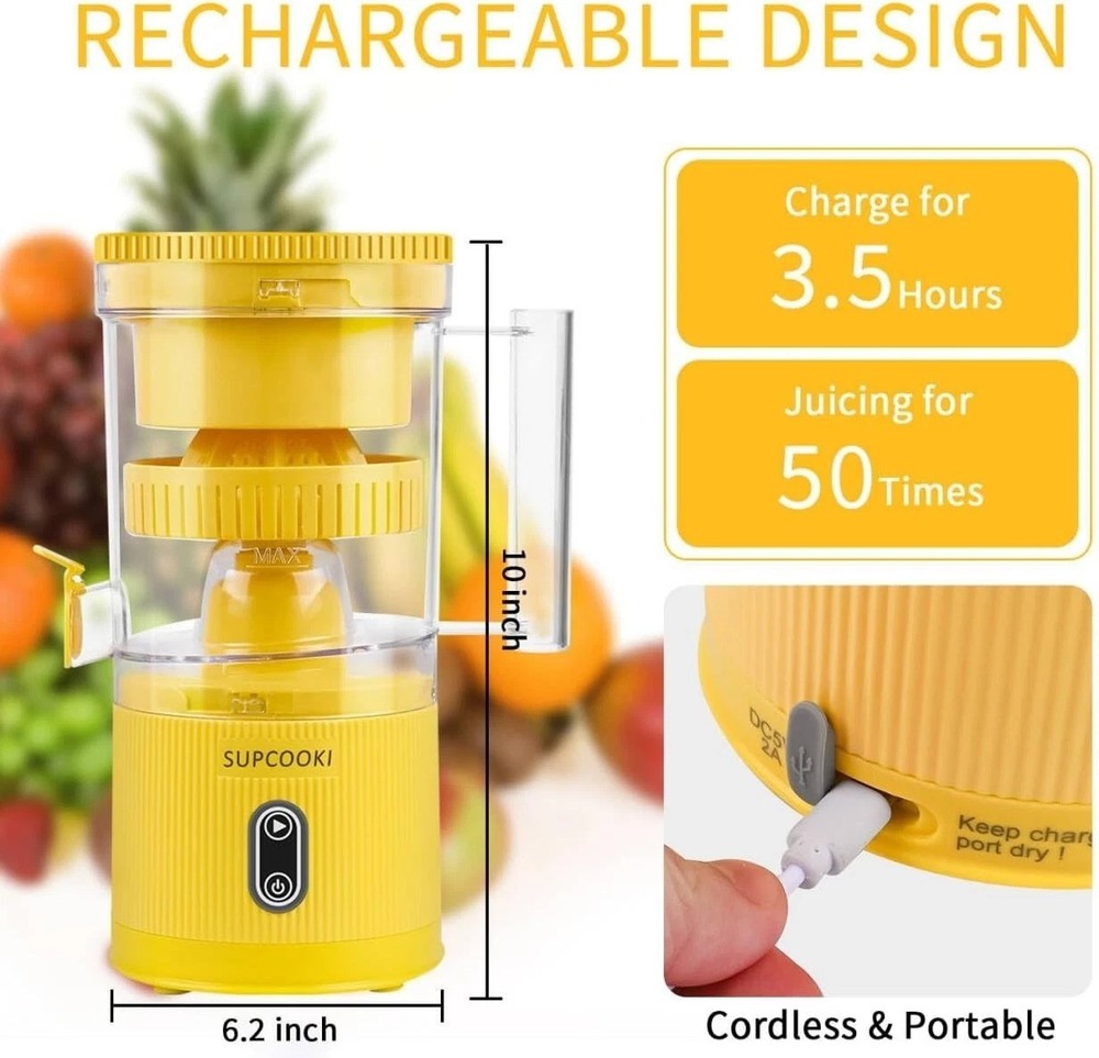 Electric Rechargeable Citrus Juicer - Automatic Sq