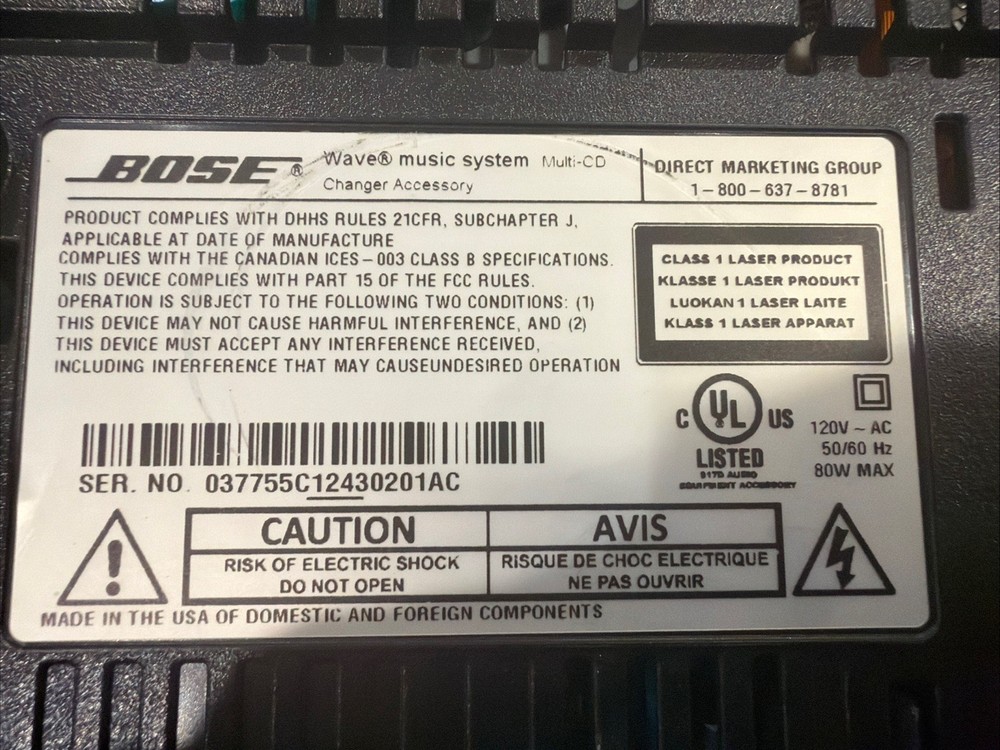 Bose Wave Music System Multi CD Changer 3 Disc Player Accessory - AS IS