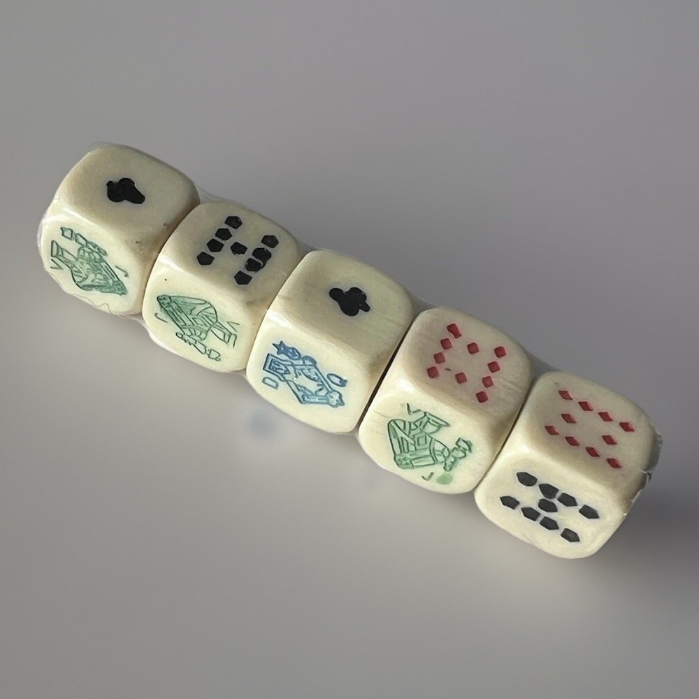 Poker Dice Ivory Tone Rounded Wraped