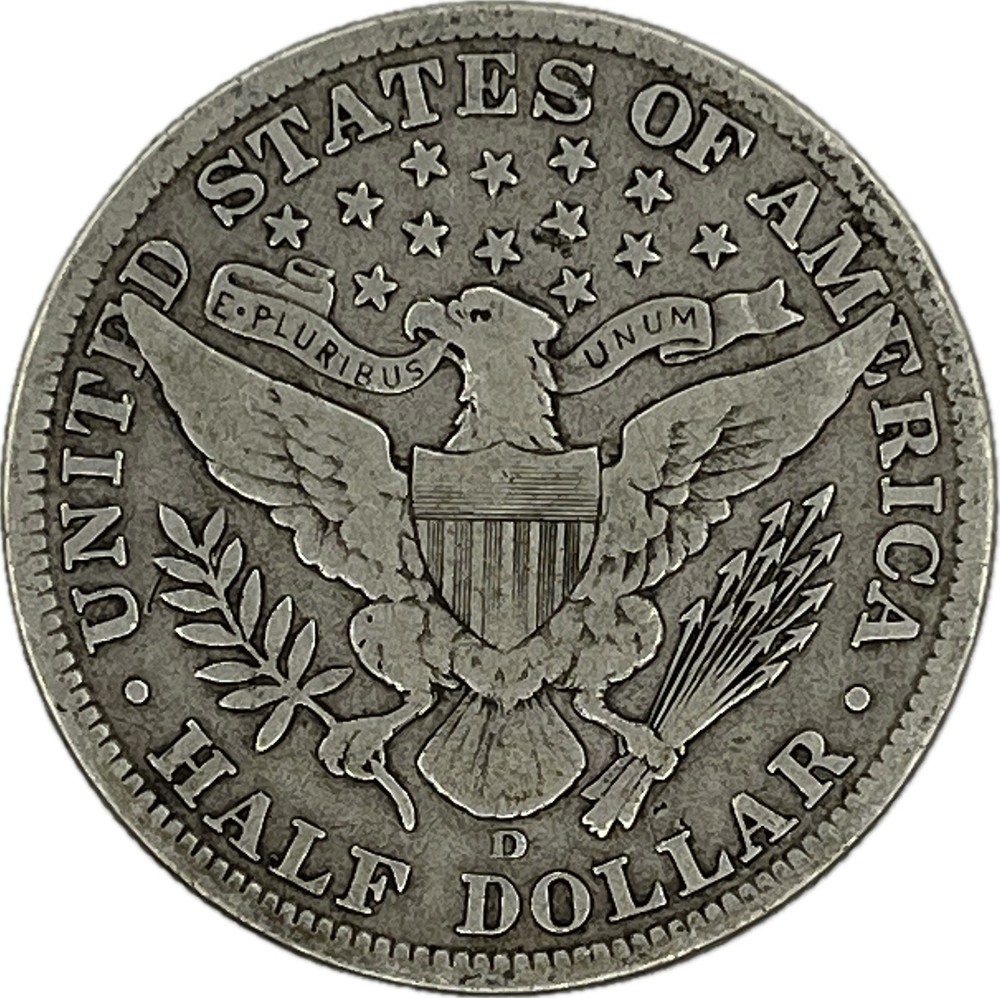 1908-D Barber Silver Half in SAFLIP® - VF- (Fine+)