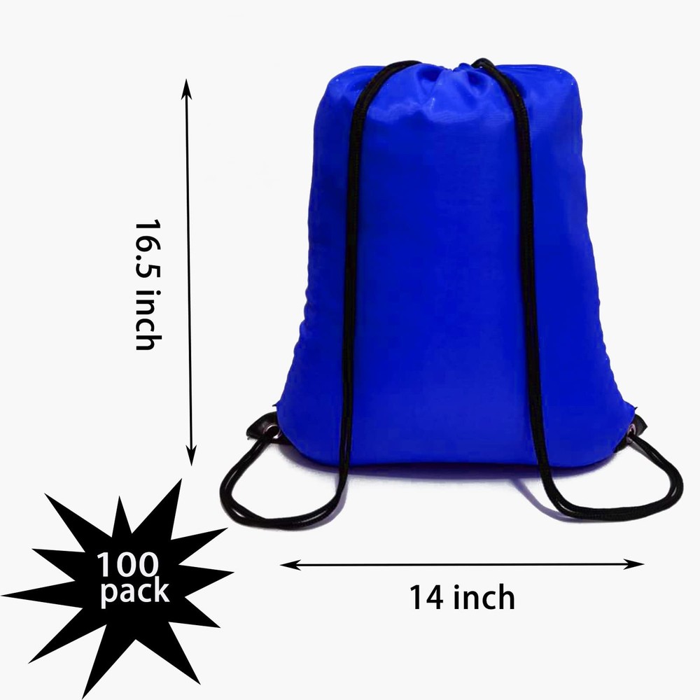 CAIHONG 100 Pack Drawstring Backpack Royal Blue-100Pack, Blue-100pack