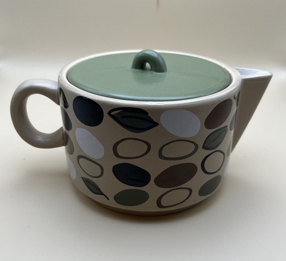 MSRF Design Studio Abstract Design Small Coffee Tea Pot Brown Tones