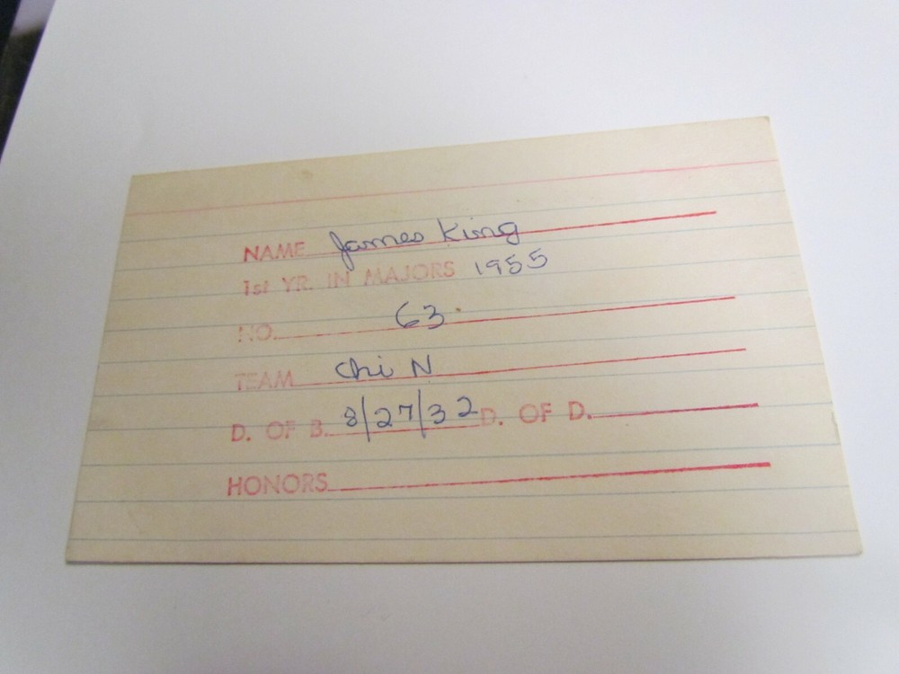 Jim King Autographed Index Card