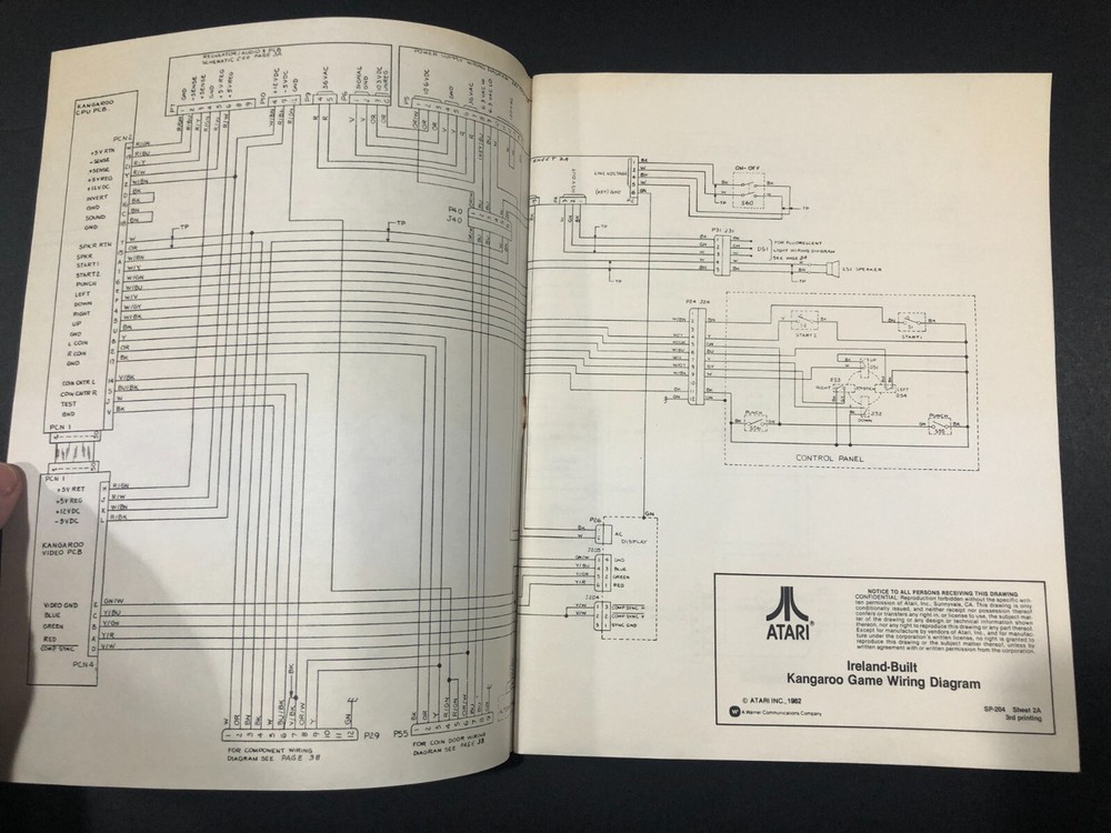 Atari Schematic Package Supplement to Kangaroo Operators Manual