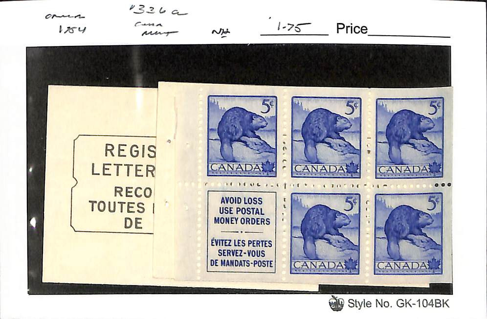 Canada, Postage Stamp, #336a Booklet Mint NH, 1954 (AC)