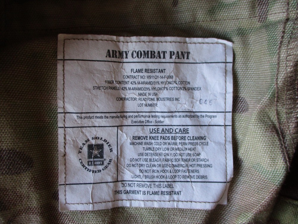 GI Issue OCP, Multicam Combat Pants with Knee Pads, LARGE SHORT