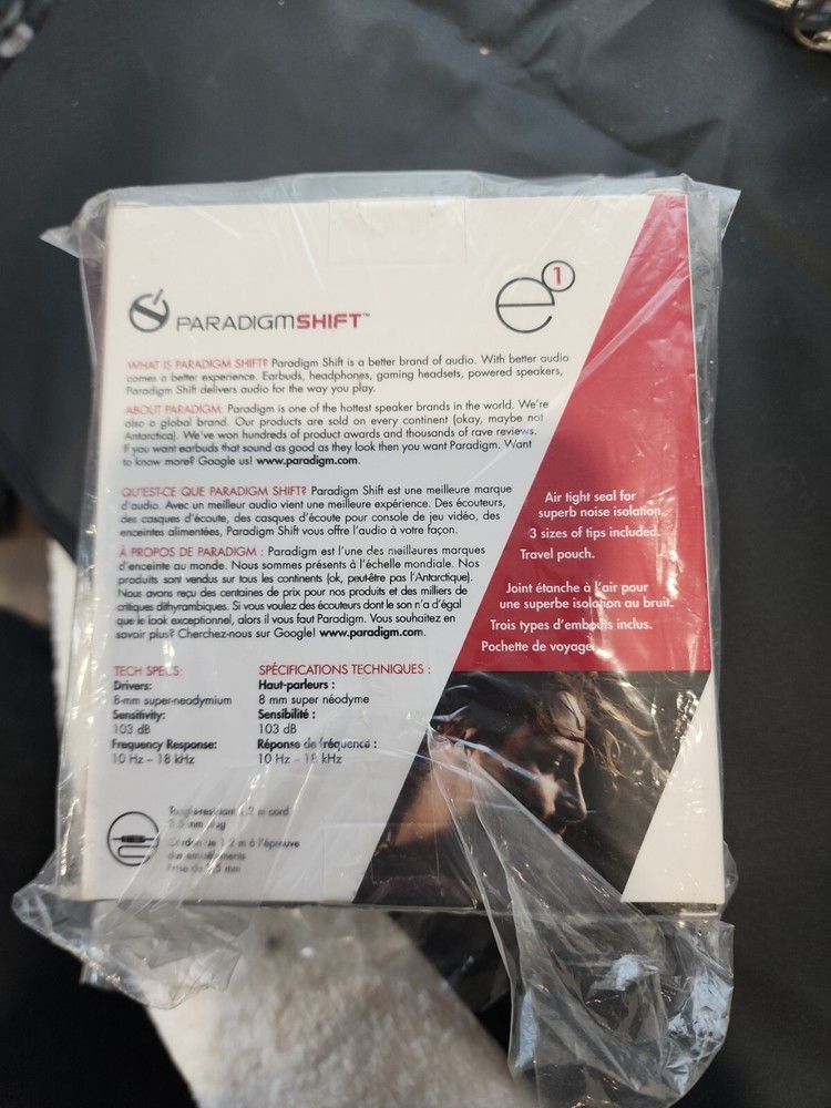 PARADIGM SHIFT e1 Earbud Headphones White *New In Box*