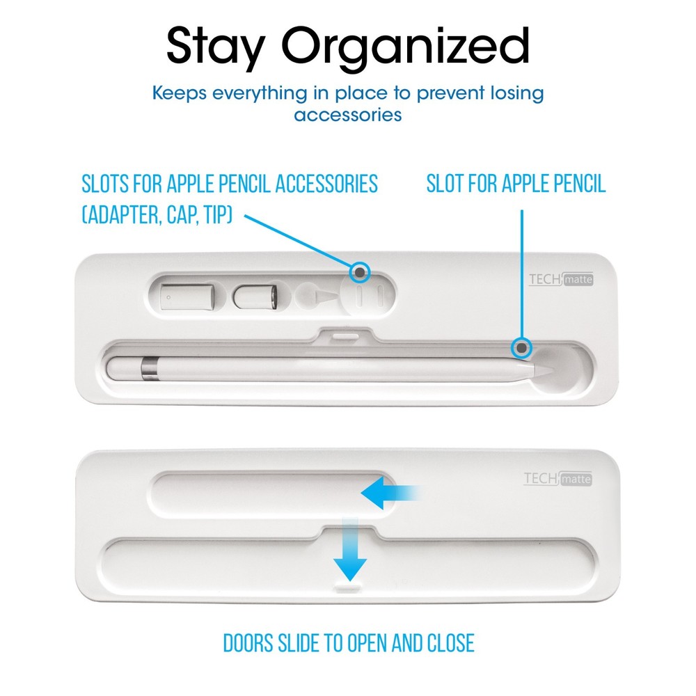 TechMatte Hard Shell Case/Box for Apple Pencil and Accessories (White)