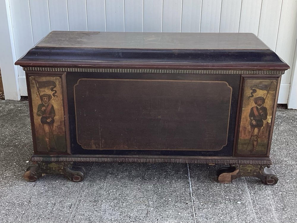 Antique Hand painted Cedar Blanket Chest
