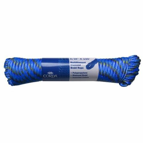 Diamond Braid Polypropylene Rope, 3/16" x 150' Working Load 70 lbs.