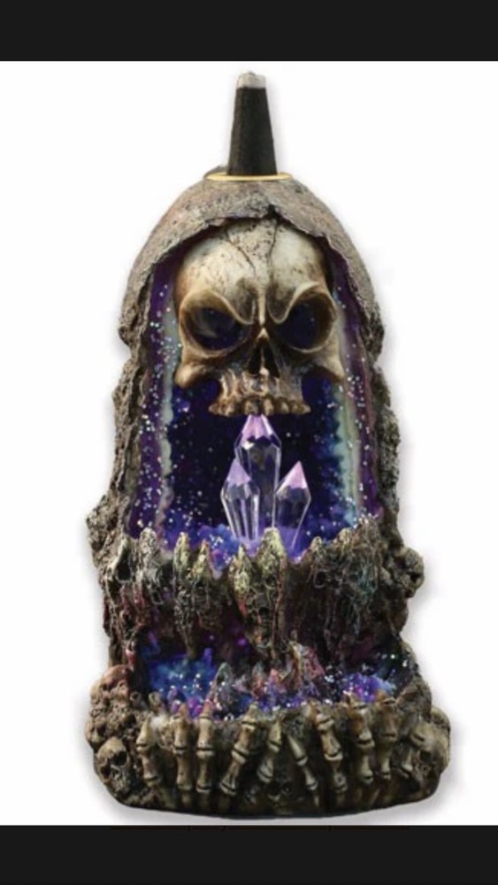 NEW! Big Skull Backflow Incense Cone Burner Waterfall Effect for Aromatherapy