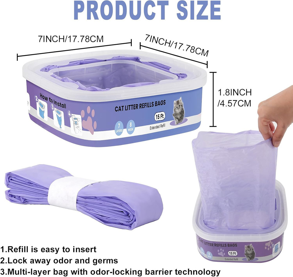12 Pack Cat Litter Refills Compatible Genie Bag Enhanced Odor Control Includes