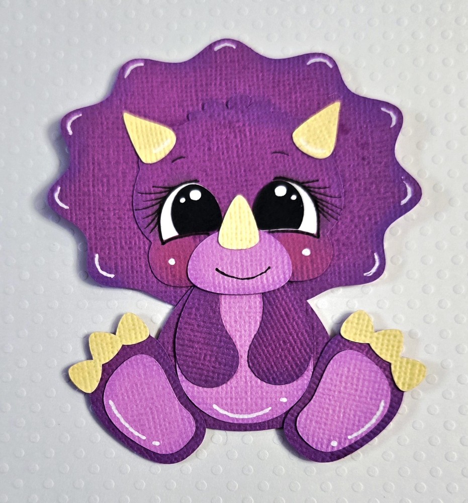 Purple Triceratops. Scrapbook, Card making Paper Piecing