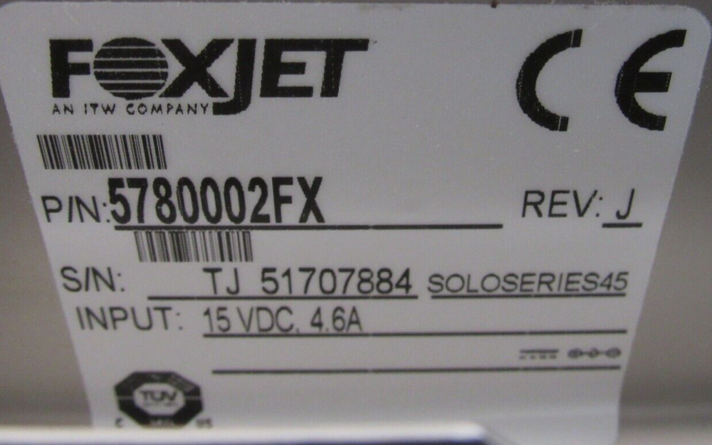 USED FOXJET 5780002FX THERMAL INKJET PRINTER