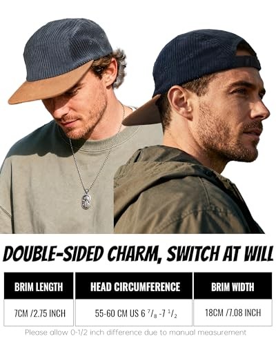 Classic Corduroy 5 Panel Caps Flat Brim Baseball Cap One Size D5ph05-gray