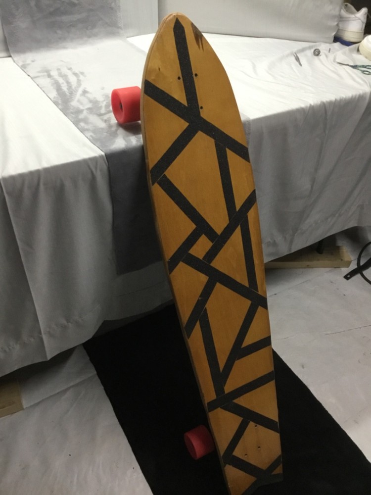 longboard or cruiser skatboard with custom cloud pattern