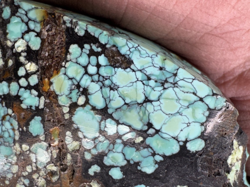 Hubei turquoise rough , solid spiderwebs nuggets in multi colored