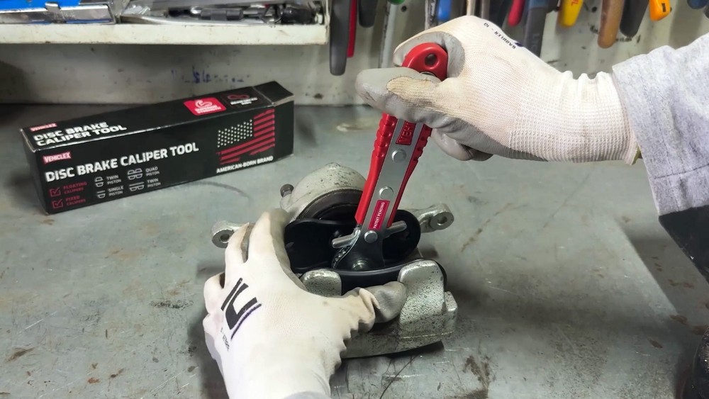 Heavy Duty Brake Caliper Compression Tool - Ratcheting Handle, Pad Spreader for